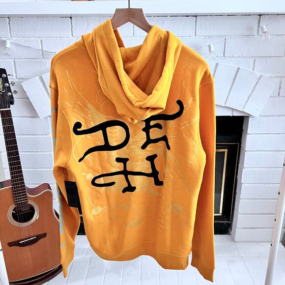 Don Ed Hardy Black Panther Logo Mustard Yellow Hoodie - Picture 2 of 7